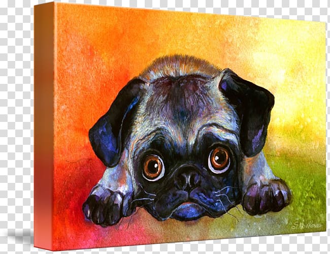 Pug Puppy Shih Tzu Painting Dog breed, the dog painted transparent background PNG clipart