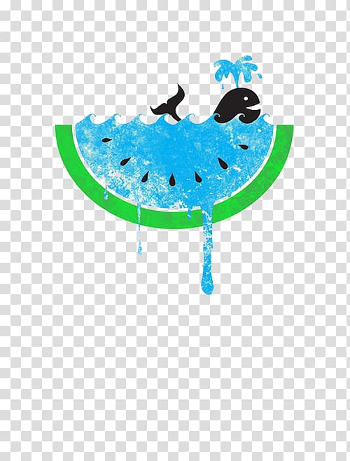 Drawing Watermelon Watercolor painting Summer Illustration, Black whale transparent background PNG clipart