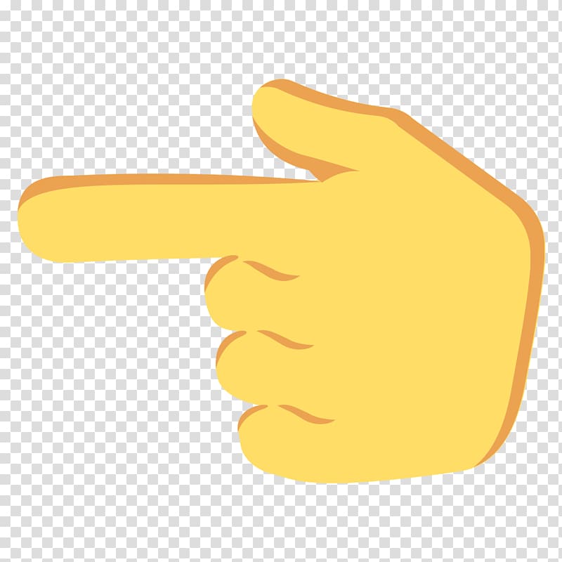 left yellow hand icon illustration, Emoji Discord Hand Index finger Emoticon, pointing transparent background PNG clipart