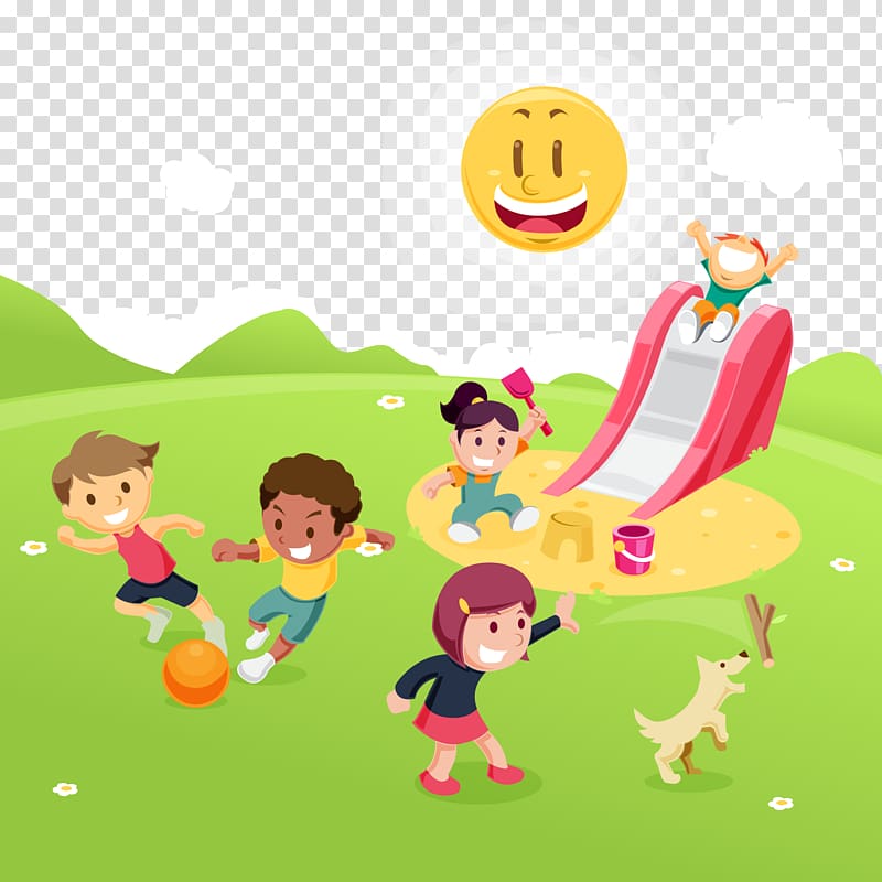 children playing on playground illustration, Child Park Game Euclidean , Children play illustration transparent background PNG clipart