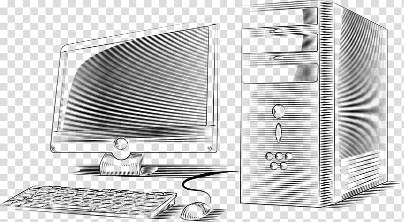 Desktop computer Personal computer White, Hand drawn host computer transparent background PNG clipart