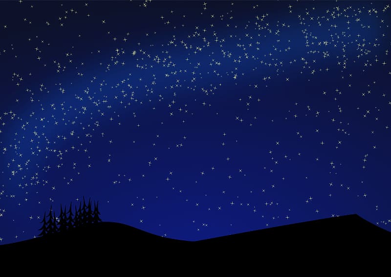 Silhouette of mountain and trees illustration, Star Night sky , Night ...