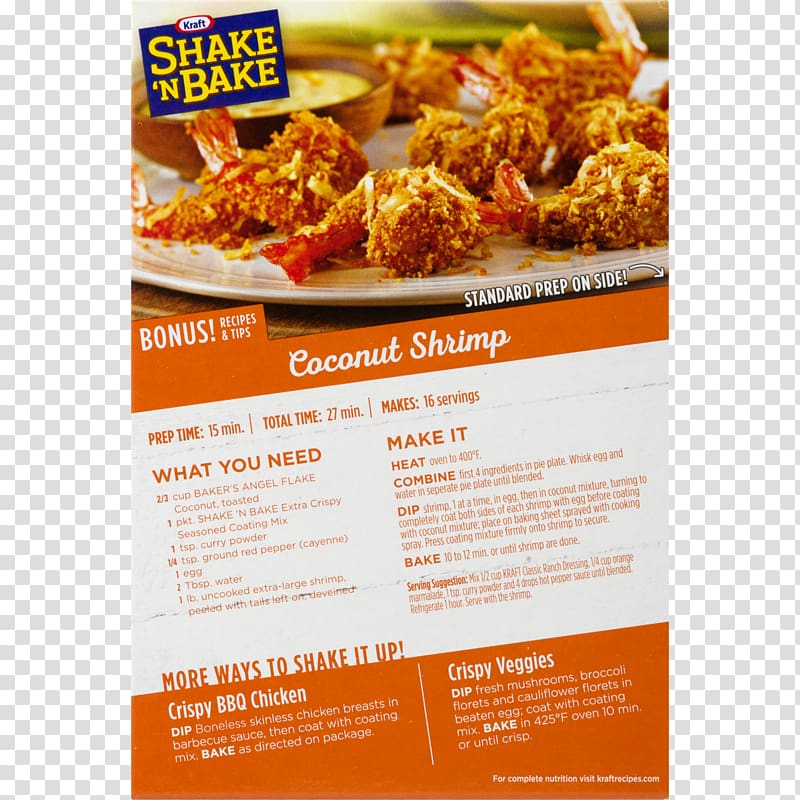 Shake \'n Bake Kraft Foods Spice Recipe, barbecue chicken transparent background PNG clipart