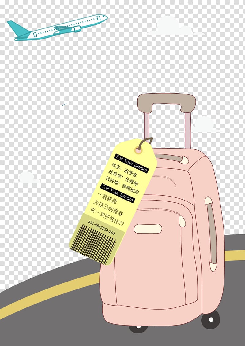 Airplane Aircraft Cartoon Suitcase, Suitcase airplane cartoon background elements transparent background PNG clipart