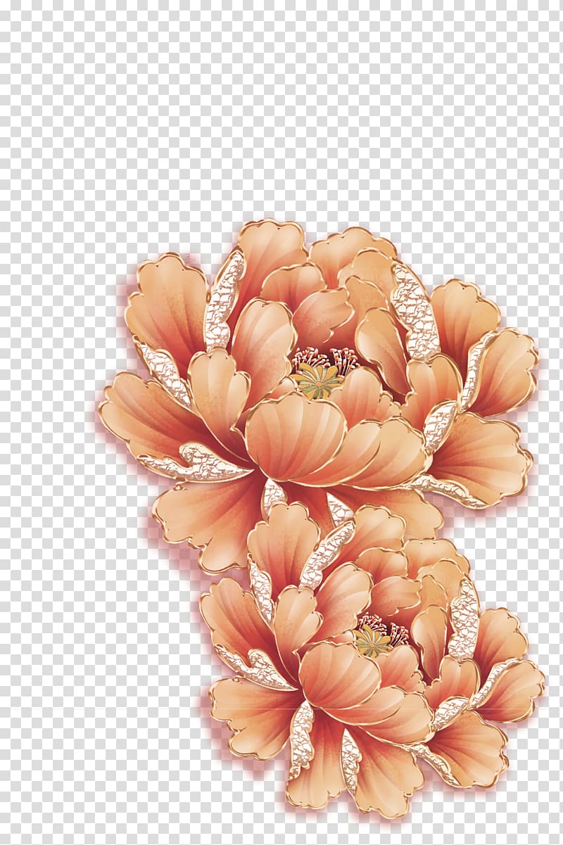 Moutan peony Gold, golden peony transparent background PNG clipart