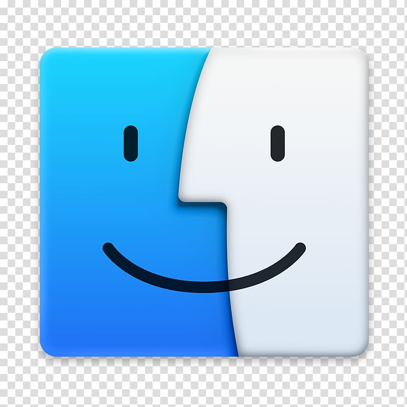 white and blue logo, emoticon smiley font, Finder transparent background PNG clipart