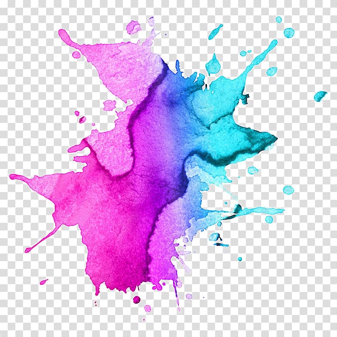 purple and teal splatter illustration, Watercolor painting Drawing, Purple Dream Effect Element transparent background PNG clipart