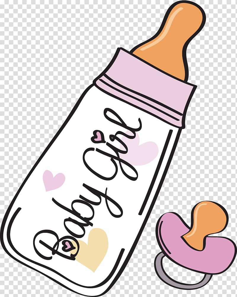 baby girl feeding bottle illustration, Baby bottle Baby announcement Illustration, Pink baby bottle transparent background PNG clipart