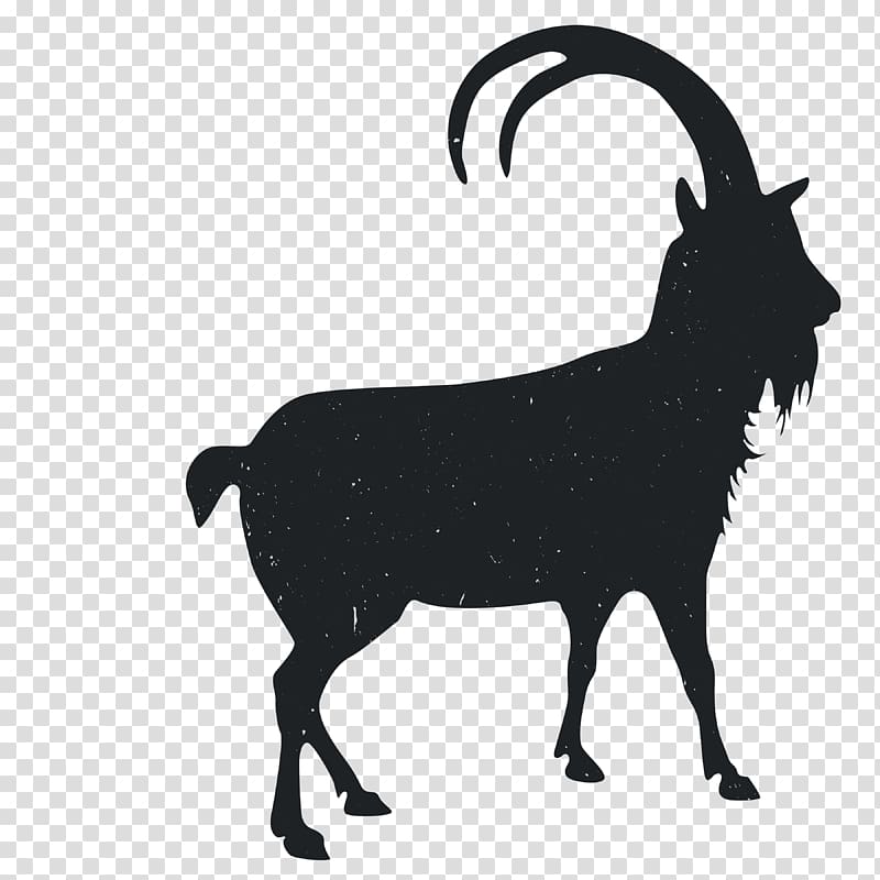 Goat Silhouette Black and white, Animal Silhouettes transparent background PNG clipart