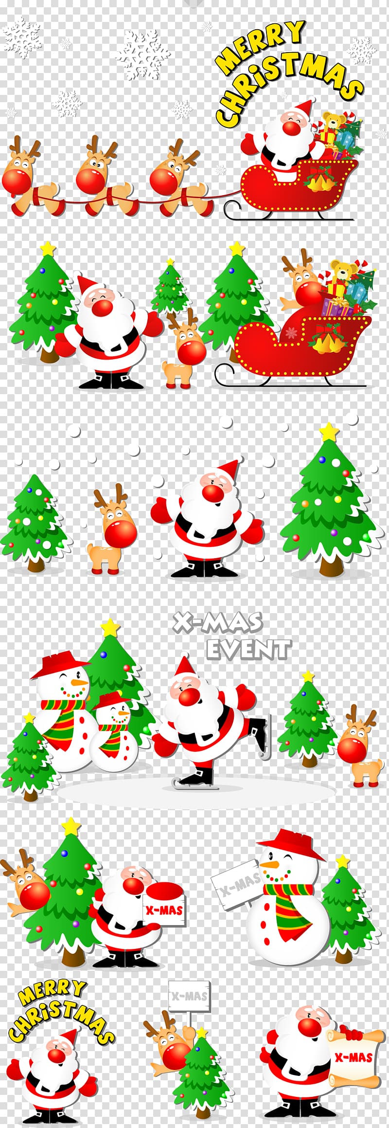 Santa Claus Snegurochka Reindeer Christmas tree, Santa Claus and Christmas tree transparent background PNG clipart