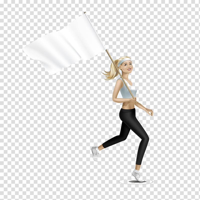 Woman Girl Illustration, Running girl holding flag transparent background PNG clipart