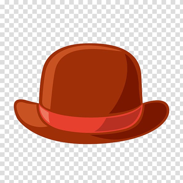 Fedora Straw hat, cartoon painted brown hat transparent background PNG clipart