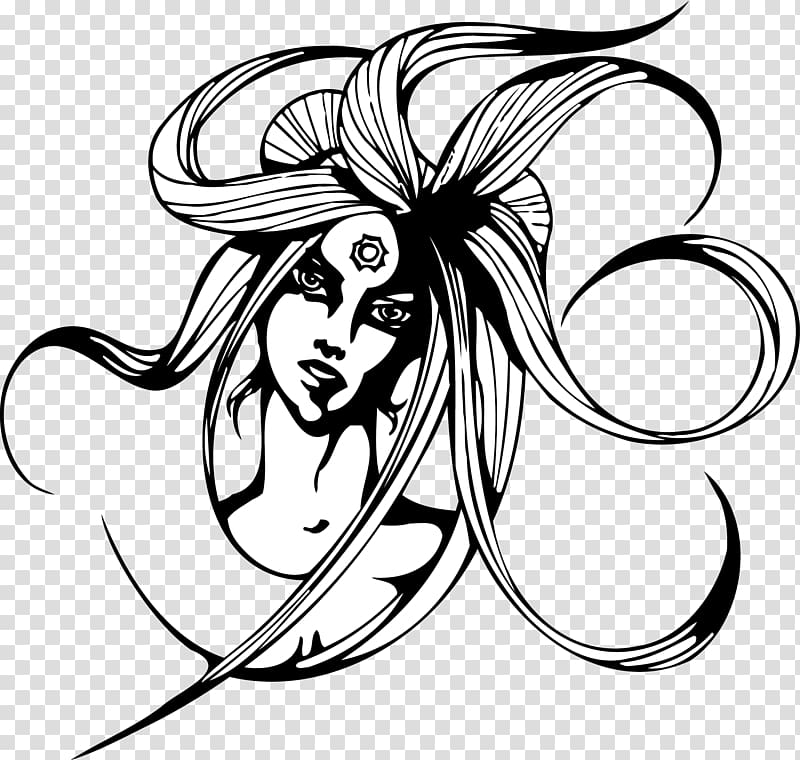 Black and white Woman , weird witch transparent background PNG clipart