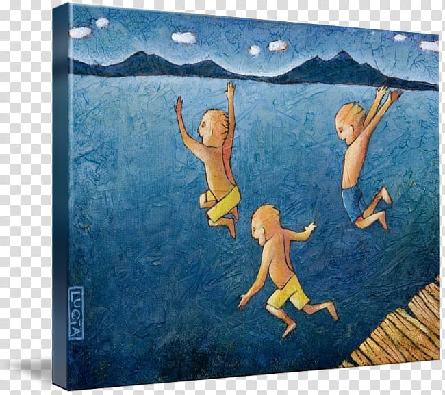 Painting Gallery wrap Frames Canvas Art, Children Diving transparent background PNG clipart