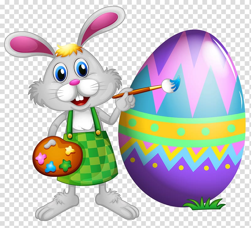 Easter Bunny , Easter Bunny and Colored Egg , rabbit with egg illustration transparent background PNG clipart
