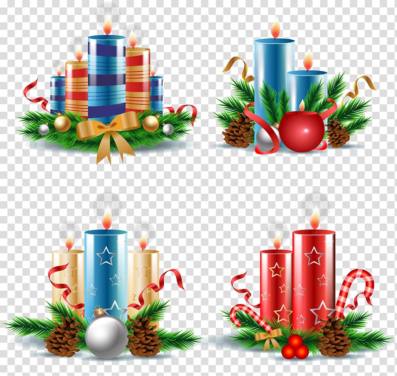 Christmas tree Candle Euclidean , Cartoon Christmas candles transparent background PNG clipart