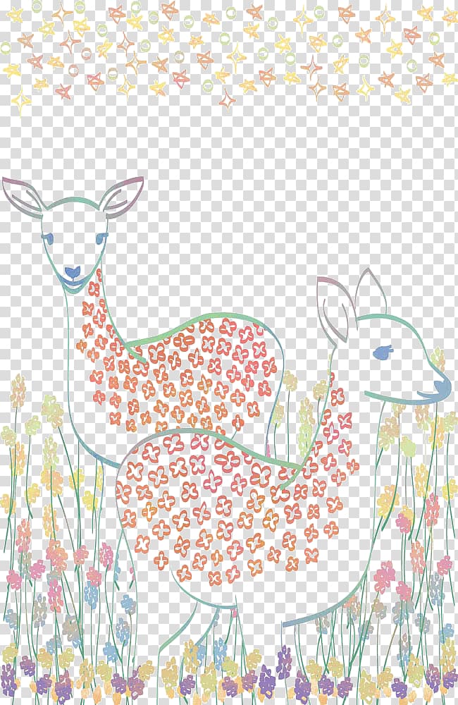 Watercolor painting Cartoon Illustration, Hand-painted deer transparent background PNG clipart