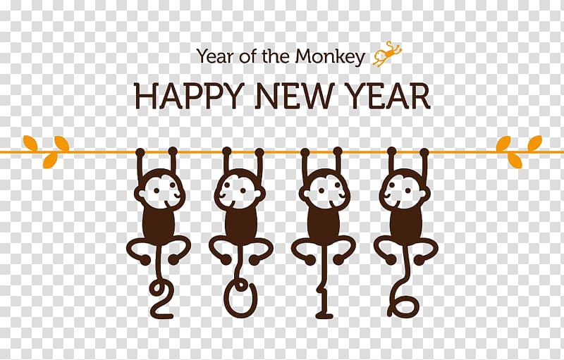 Monkey Chinese New Year New Year\'s Day Illustration, Cartoon Monkey Greeting Card 2016 transparent background PNG clipart