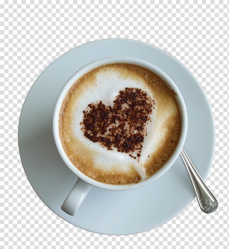 round white ceramic mug with cappuccino, Coffee Cappuccino Cafe Latte Milk, Cappuccino heart-shaped tea transparent background PNG clipart