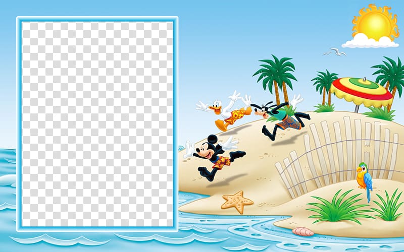 Mickey Mouse Minnie Mouse Goofy Donald Duck Beach, Beach Frame transparent background PNG clipart