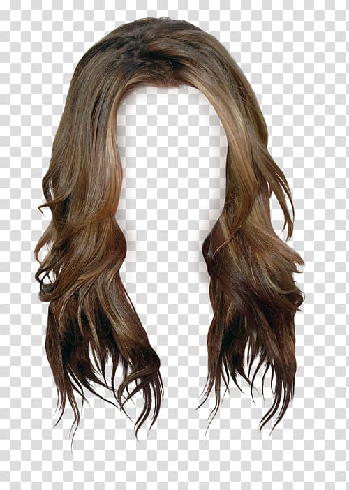 brown wig, Brown hair Wig Long hair, wig transparent background PNG clipart