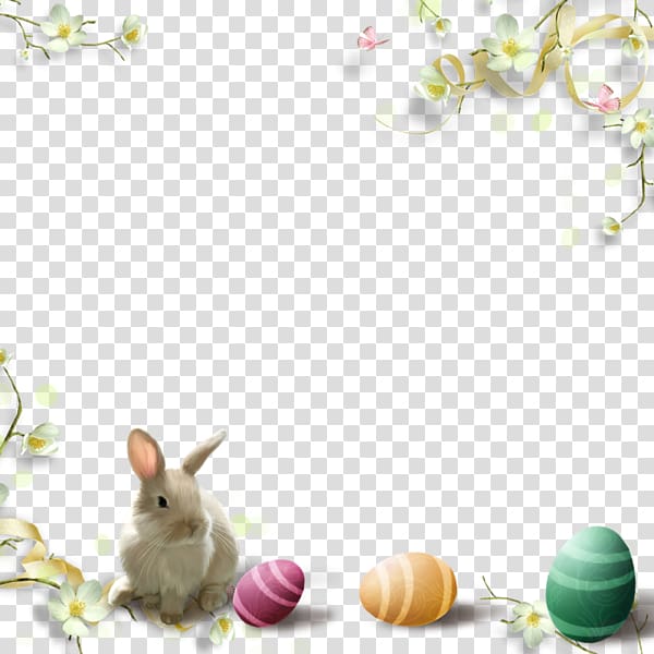 Easter frame Tableau Child, Small fresh decorative pattern rabbit eggs transparent background PNG clipart