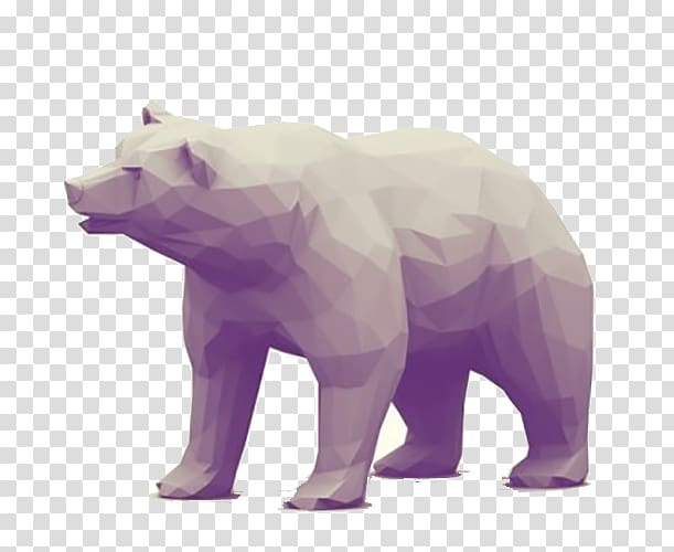 Low poly 3D computer graphics Art Illustration, Polar bear animal irregular graphics purple transparent background PNG clipart