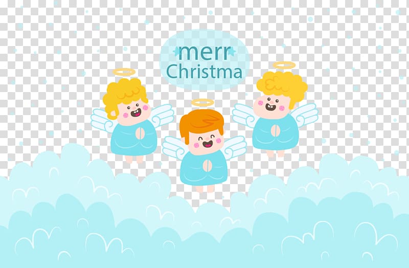 Three cute little angels transparent background PNG clipart