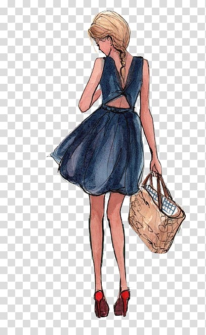 Drawing Fashion illustration Art, Hand Drawn girl transparent background PNG clipart