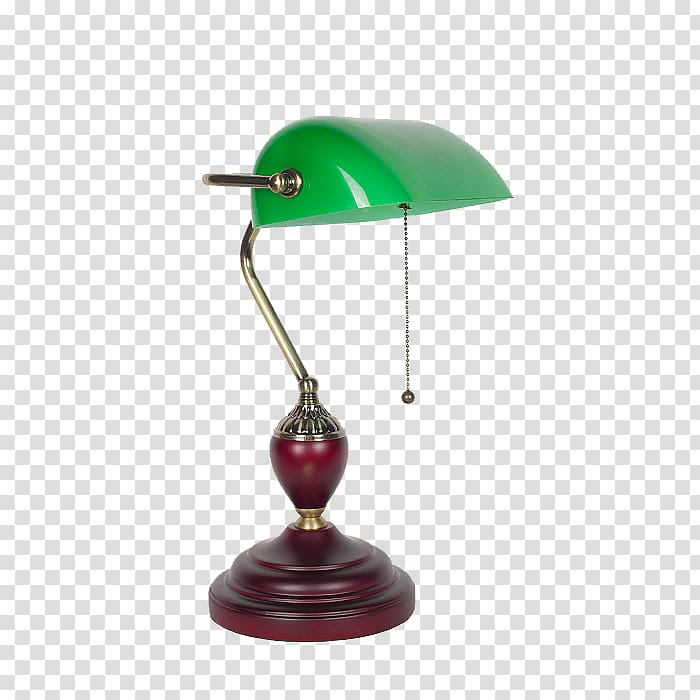 Balanced-arm lamp LED lamp Banker\'s lamp Lighting, Vintage green lamp transparent background PNG clipart