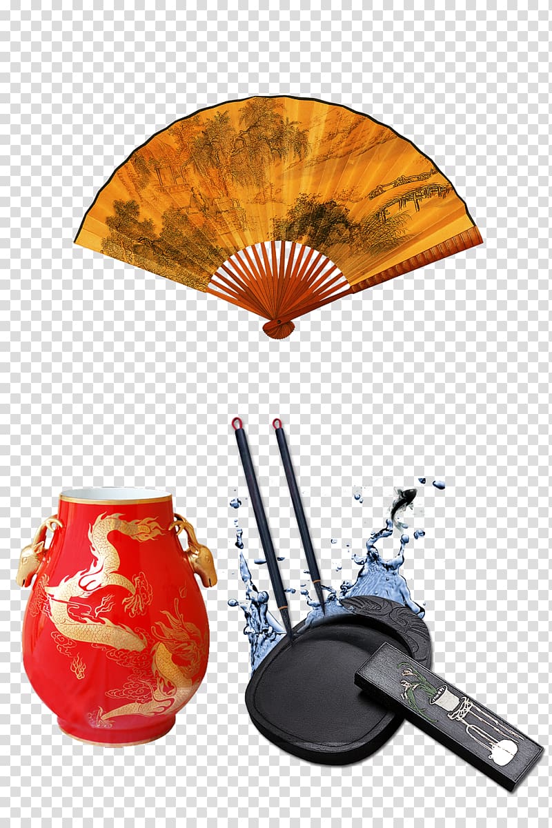 Paper Hand fan Ink wash painting Shan shui, Folding,Paper Fan,Porcelain,pen and ink transparent background PNG clipart