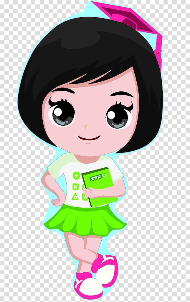 Cartoon Illustration, Girls with short hair transparent background PNG clipart