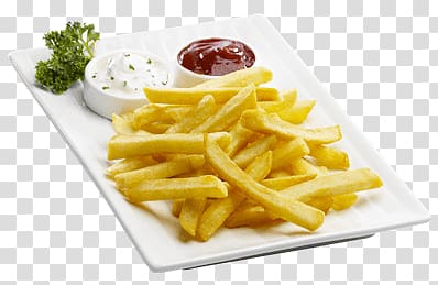 fries on plate with sauces, French Fries Side transparent background PNG clipart