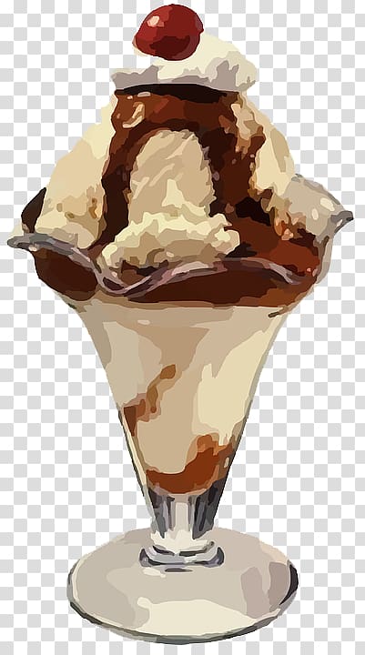 Sundae Ice Cream Cones Chocolate ice cream Dame blanche, ice cream transparent background PNG clipart