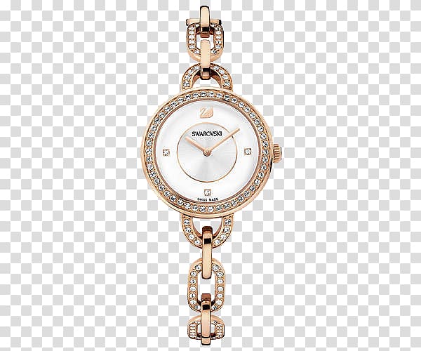 Watch strap Swarovski AG Crystal, Rose Gold Diamond Watch transparent background PNG clipart