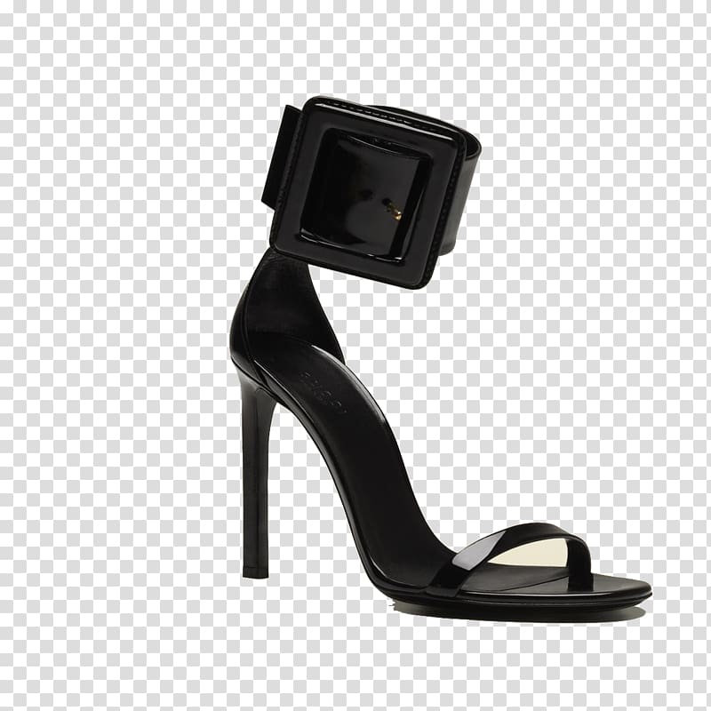 High-heeled footwear Buckle Shoe Sandal Strap, Gucci black fine with high heels transparent background PNG clipart