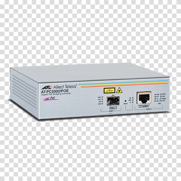 Small form-factor pluggable transceiver Fiber media converter Allied Telesis Computer network Optical fiber, poe transparent background PNG clipart