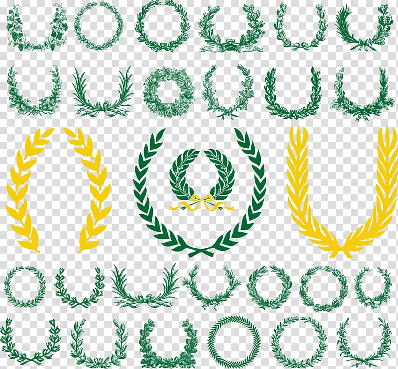 green and yellow Laurel leaves art, Laurel wreath , Rice transparent background PNG clipart