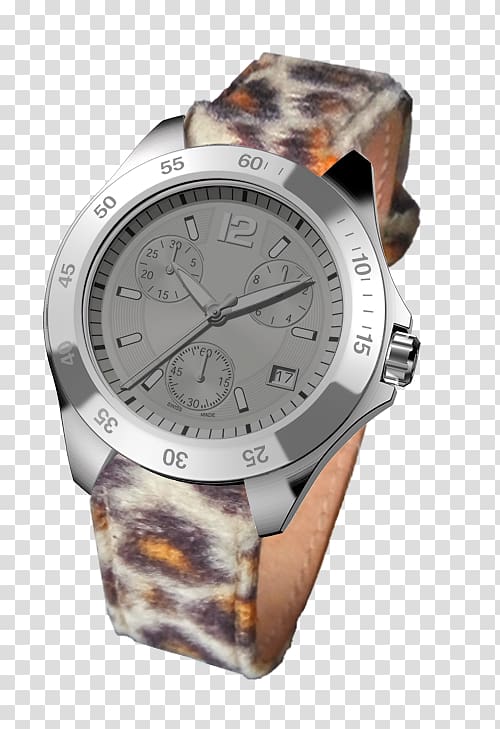 Watch Swiss made 121TIME Brand Fortis, Leopard skin transparent background PNG clipart