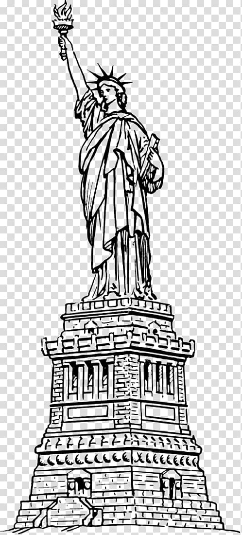 Statue of Liberty Coloring book Drawing Hudson River, Famous Building transparent background PNG clipart