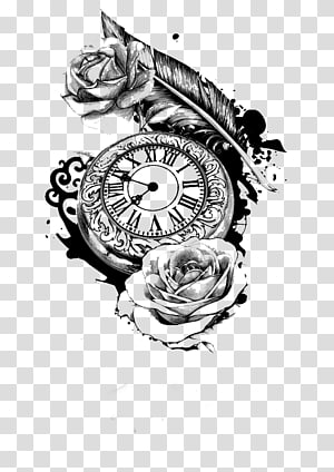 Tattoo Design and Stencil Clock and Rose Tattoo Design Rose Flower and Pocket  Watch Tattoo Instant Digital Download Tattoo Permit - Etsy