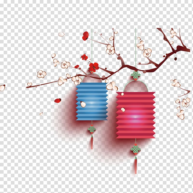 Chinese New Year New Year\'s Day Korean New Year Health, Lantern Plum transparent background PNG clipart