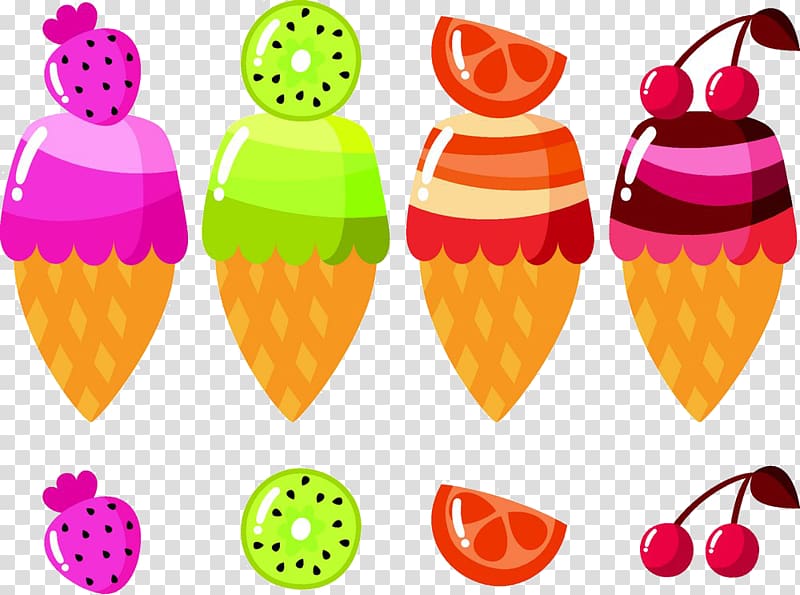 Ice cream cone Waffle Gelato, Cute little ice cream transparent background PNG clipart