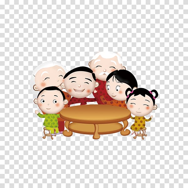 Mooncake Mid-Autumn Festival Change Traditional Chinese holidays Chinese New Year, Hand-painted cartoon family reunion transparent background PNG clipart