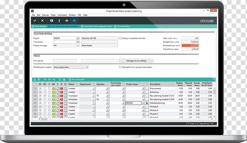 Enterprise resource planning abas ERP Computer Software Project management software, screenshot transparent background PNG clipart