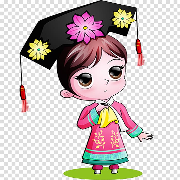 Qing dynasty Gege Cartoon Moe, Pink Qing Dynasty dress transparent background PNG clipart