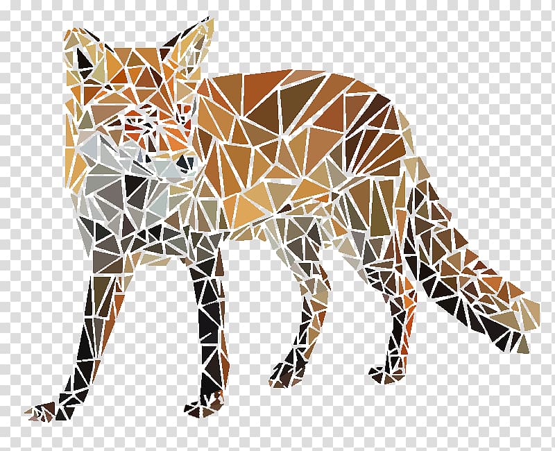 Tiger Red fox Triangle Drawing, triangle mosaic transparent background PNG clipart