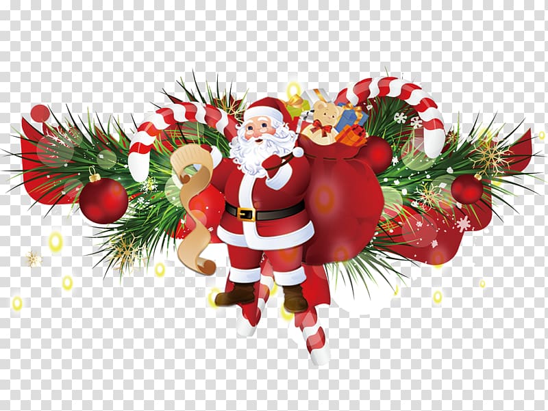 Santa Claus Christmas ornament Gift, Santa Claus carrying a gift transparent background PNG clipart