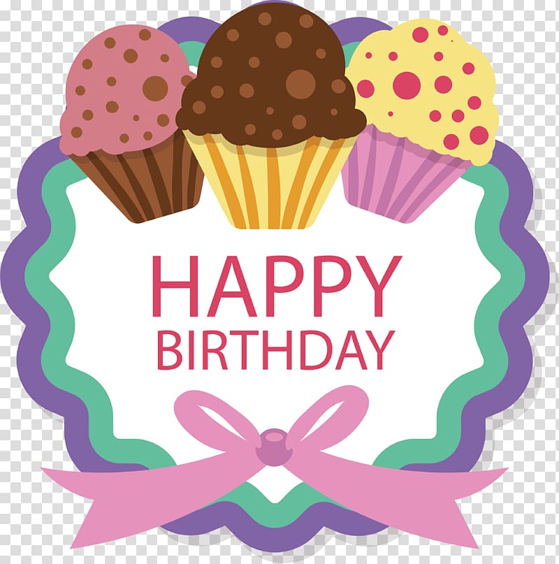 Cupcake Birthday cake Cream, Bowknot decorated cake label transparent background PNG clipart