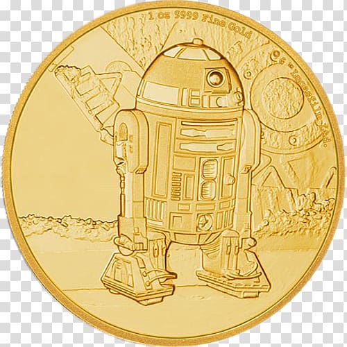 R2-D2 Coin C-3PO Anakin Skywalker Gold, Coin transparent background PNG clipart